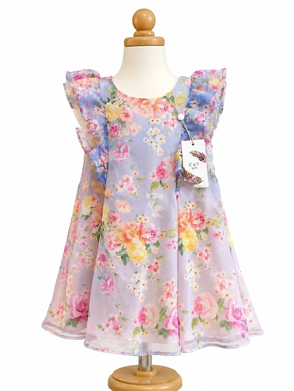 NWT Chelsea and Violet Girls Floral Ruffle Sleeve Dress, 2T, Floral